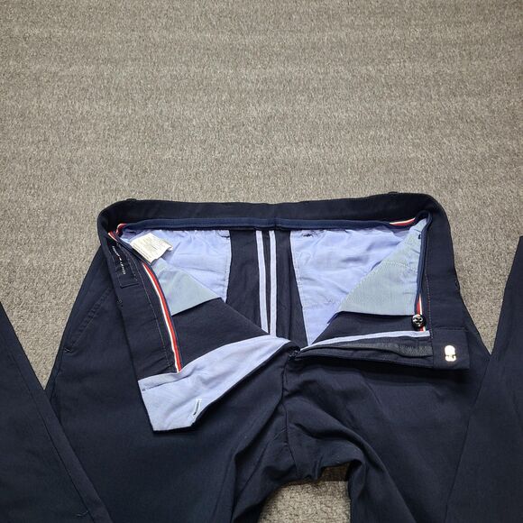 Tommy Hilfiger Pants Mens 32x32 Navy Blue Straight Fit Dress Slacks Stretch - Picture 4 of 9